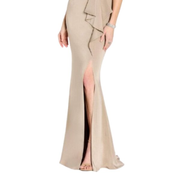 NWT Cameron Blake CB761 Crepe Mother of the Bride Dress Taupe Size 20 - Picture 2 of 6